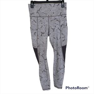 Athleta Colorblock Leaf Print Leggings, Size Small